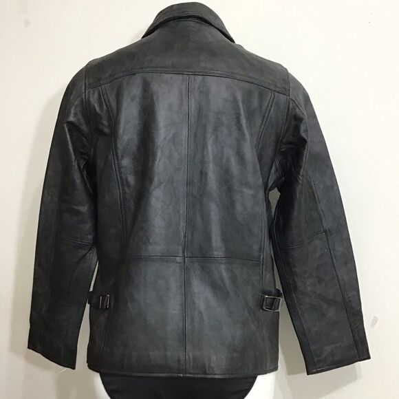Black Leather Jacket Mercedes Logo New Size Small - Picture 3 of 16